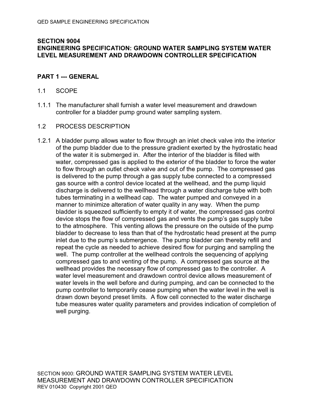 Specification for a Multi-Parameter In-Line Water Quality Analyzer System