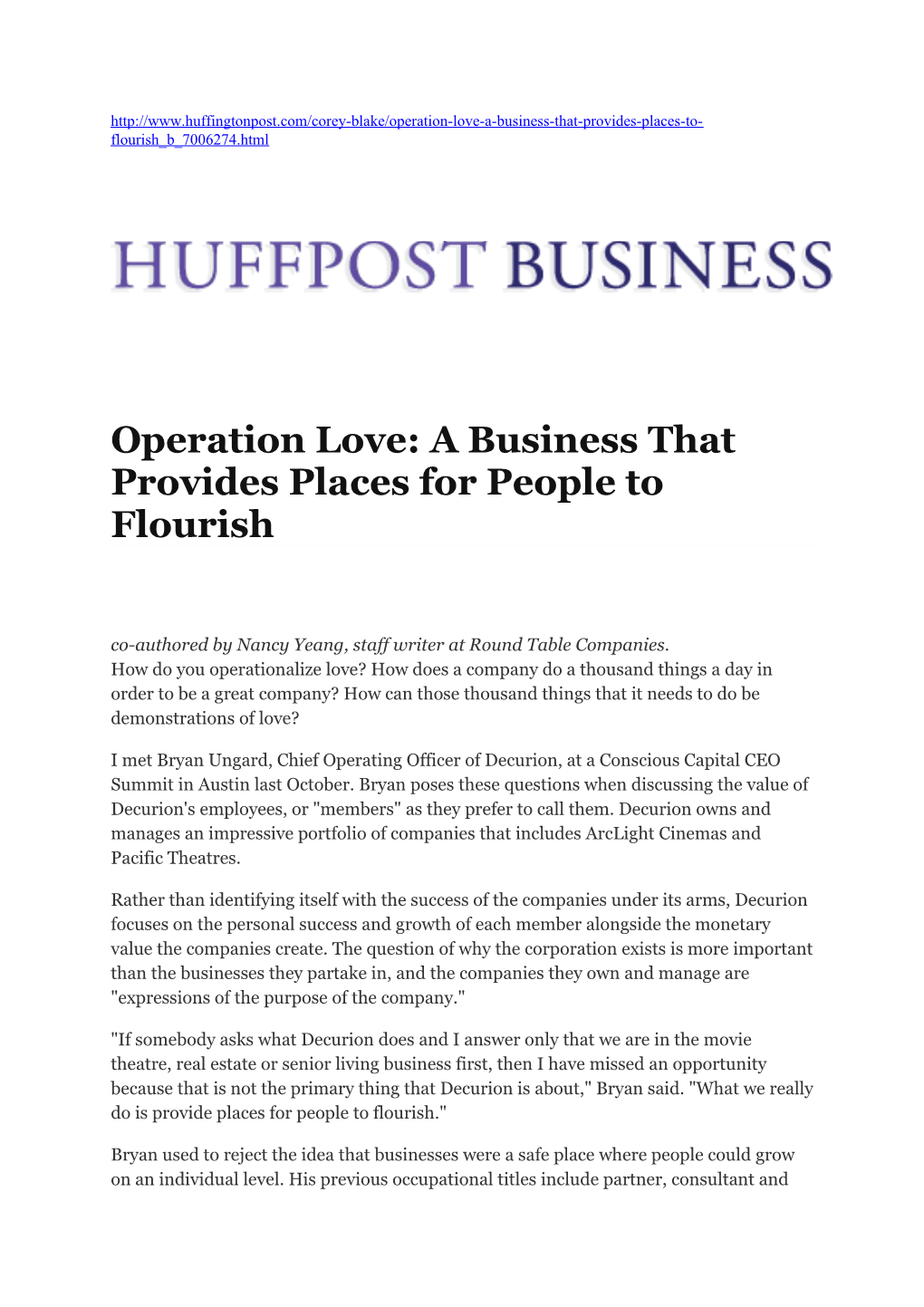 Operation Love: a Business That Provides Places for People to Flourish