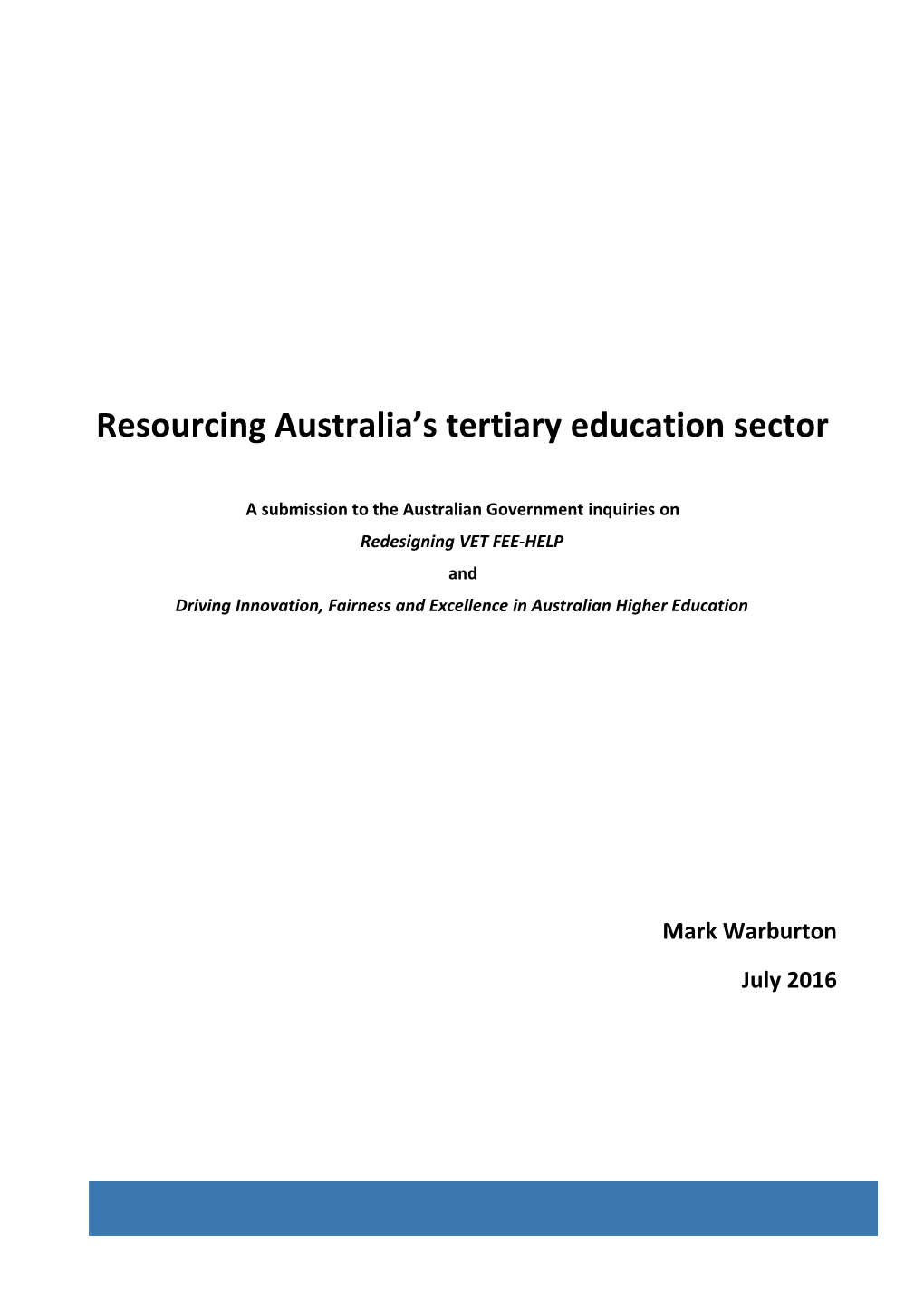 Resourcing Australia S Tertiary Education Sector