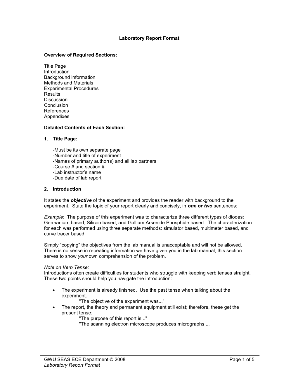 Laboratory Report Format