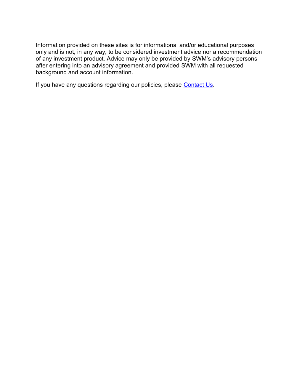 Seacrest Wealth Management, LLC Website Disclosures
