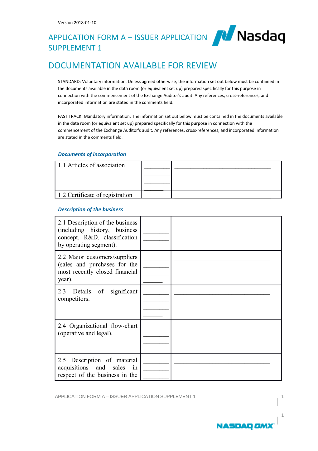 Application Form a Issuer Applicationsupplement 1