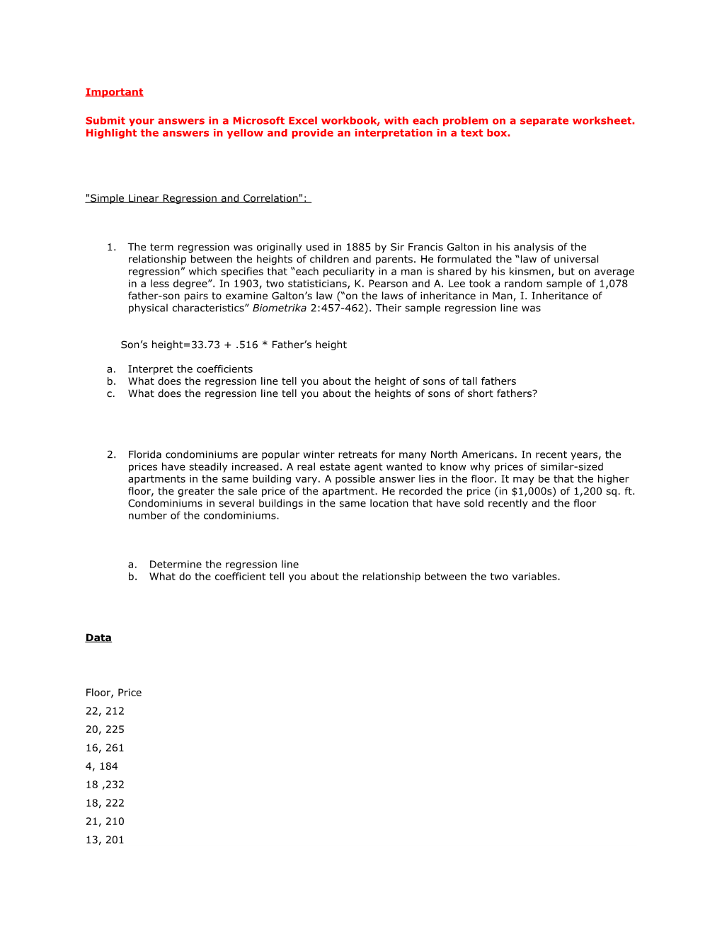 Simple Linear Regression and Correlation