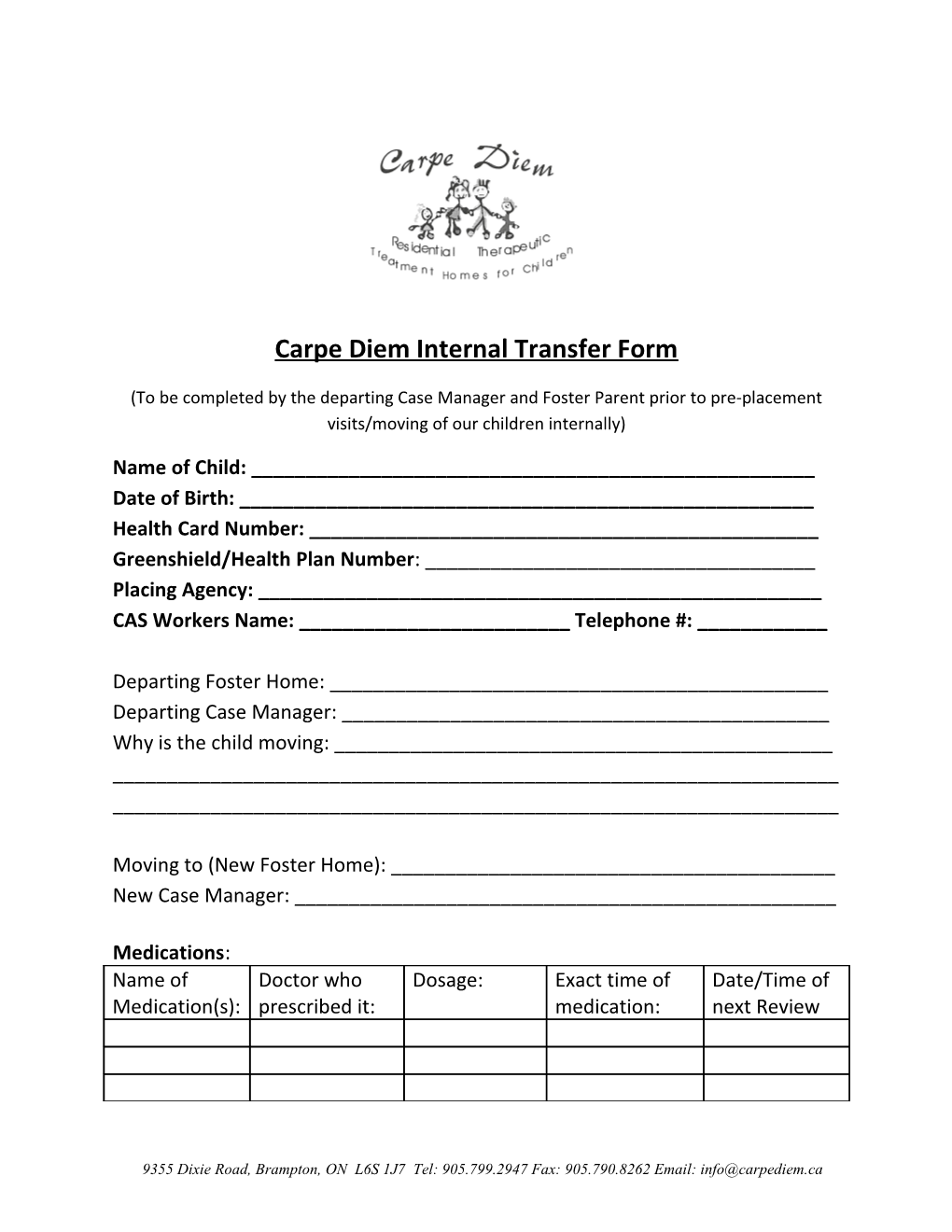 Carpe Diem Internal Transfer Form