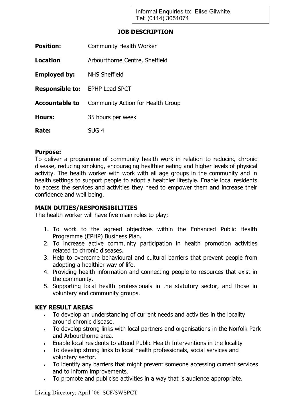 Position:Community Health Worker
