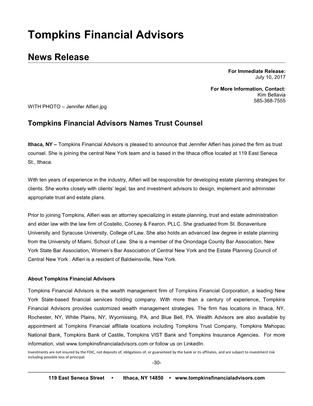 Tompkins Financial Advisors