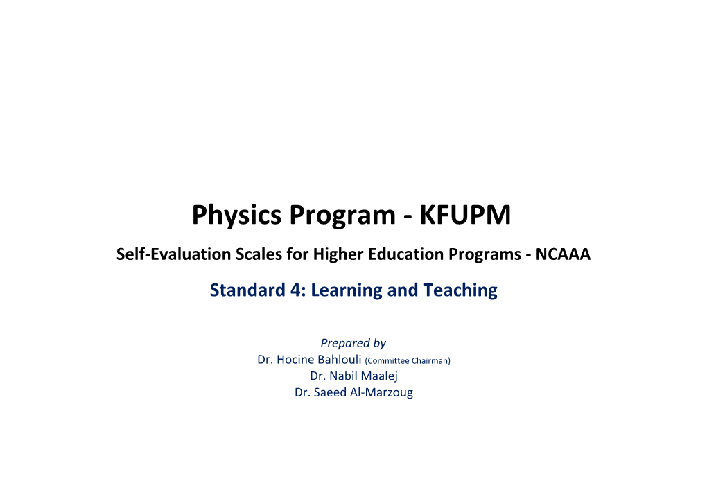 KFUPM Self Institutional Self-Evaluation