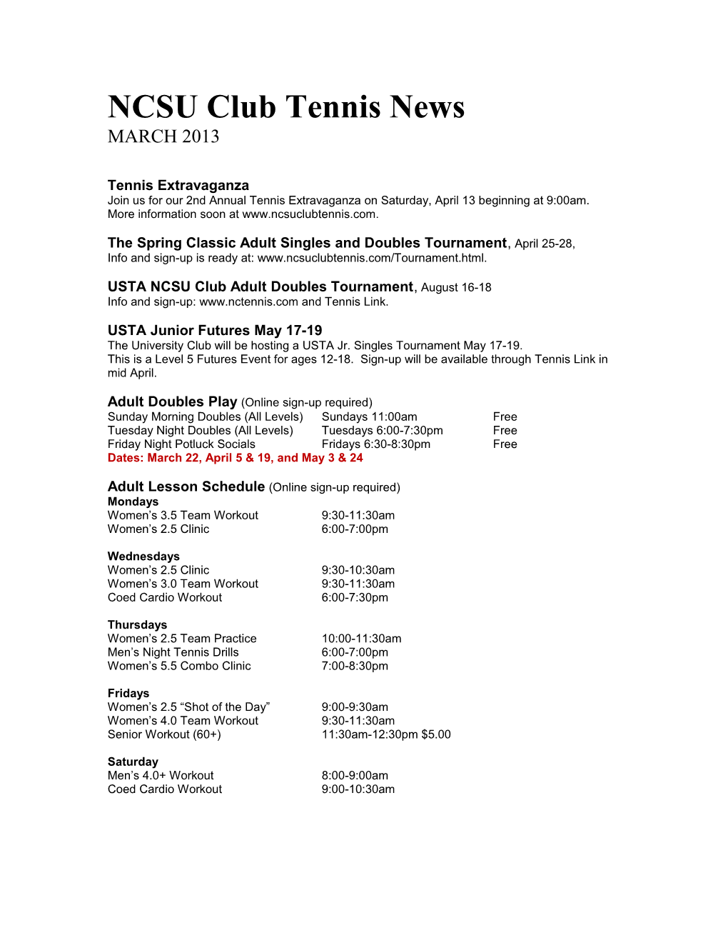 University Club Tennis News May 2004
