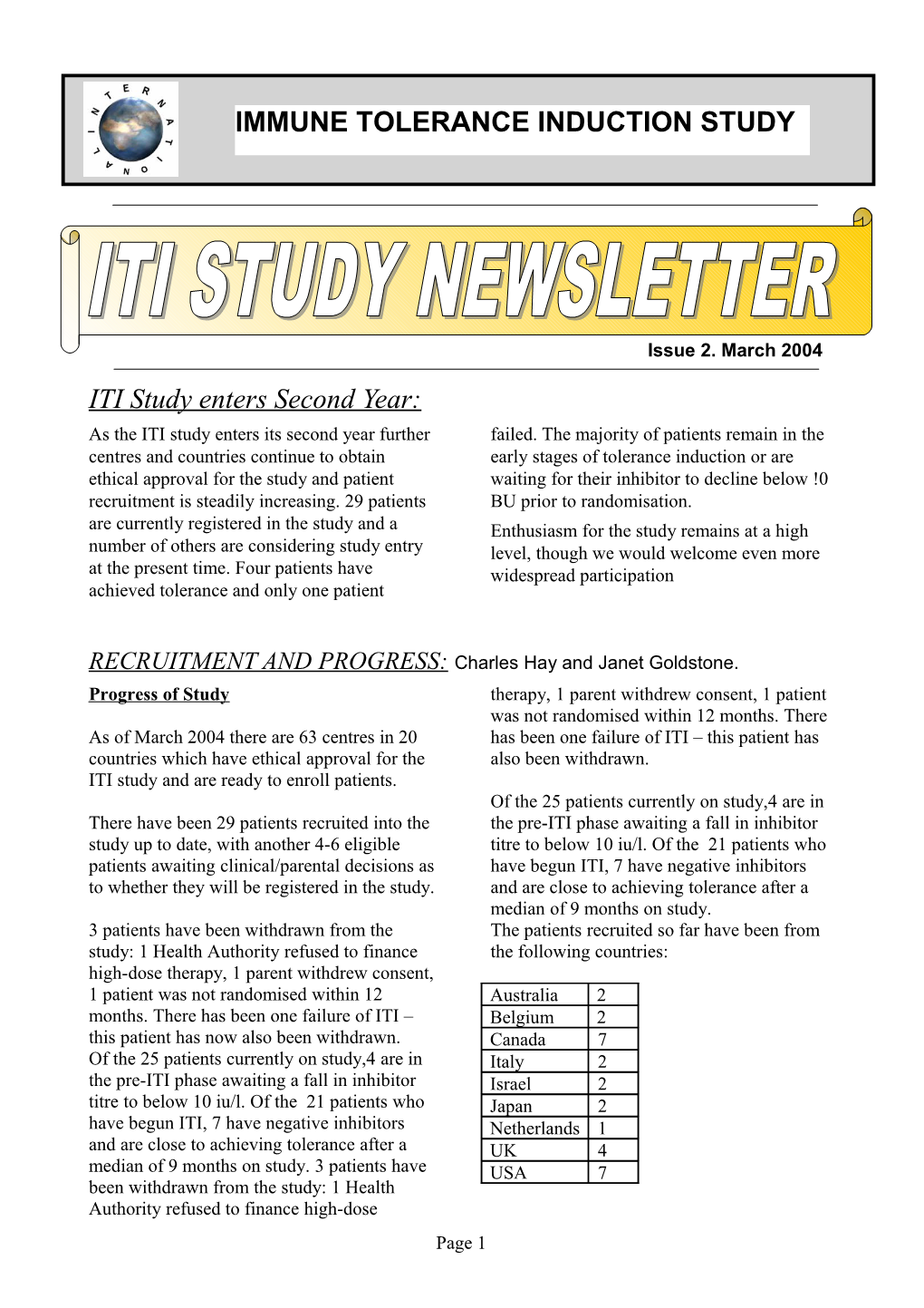 Immune Tolerance Study Group