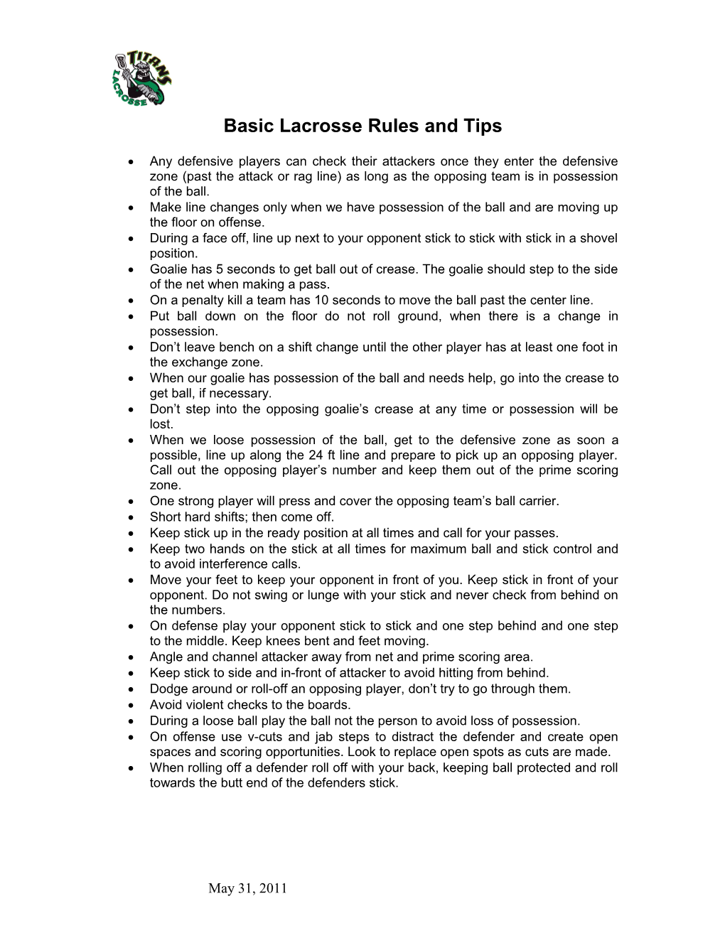 Basic Lacrosse Rules and Tips
