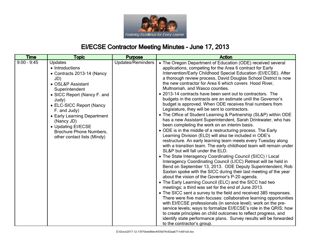 EI/ECSE Contractor Meeting