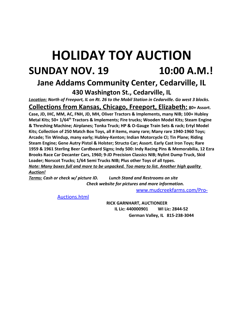 Holiday Toy Auction