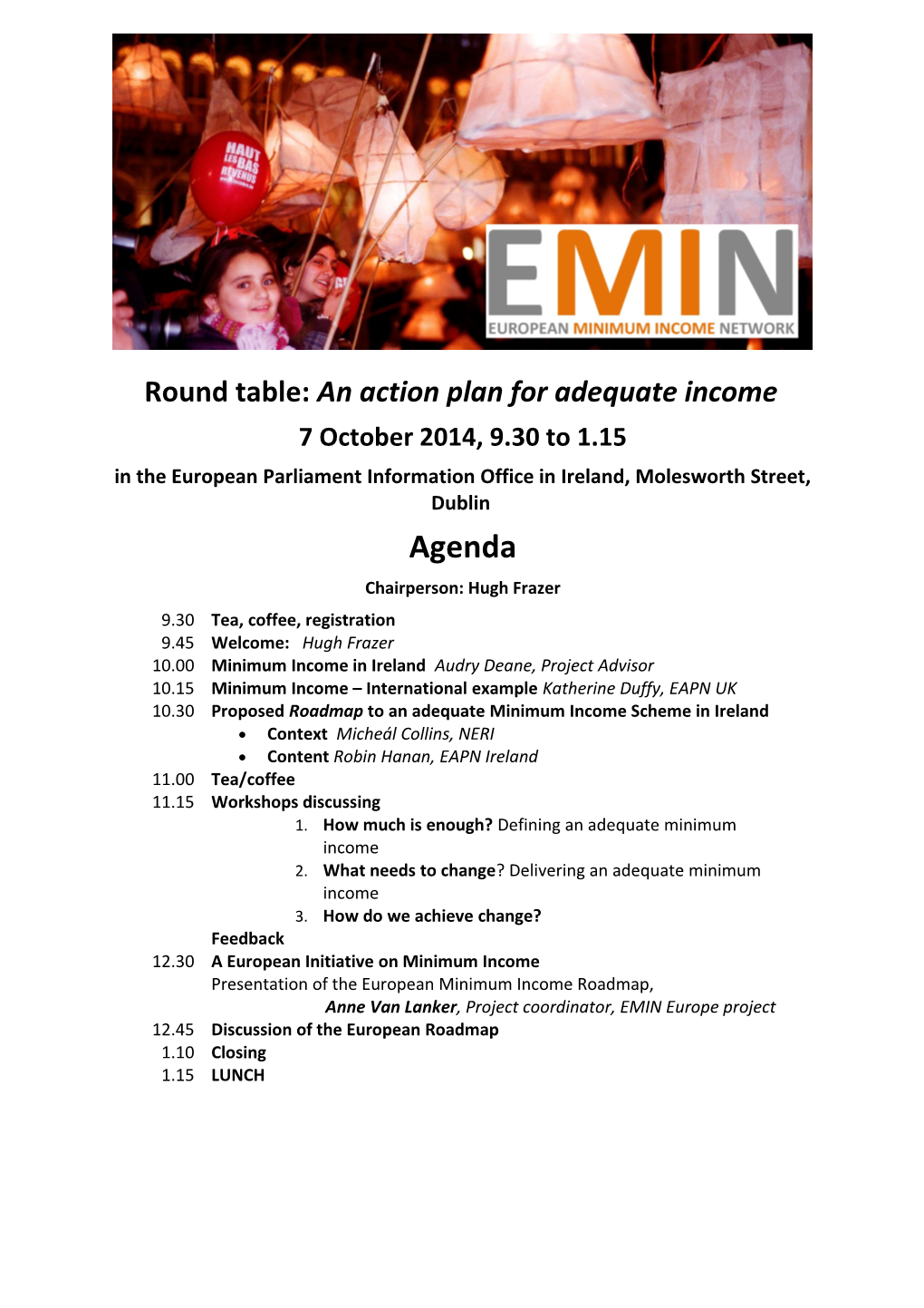 Round Table: an Action Plan for Adequate Income