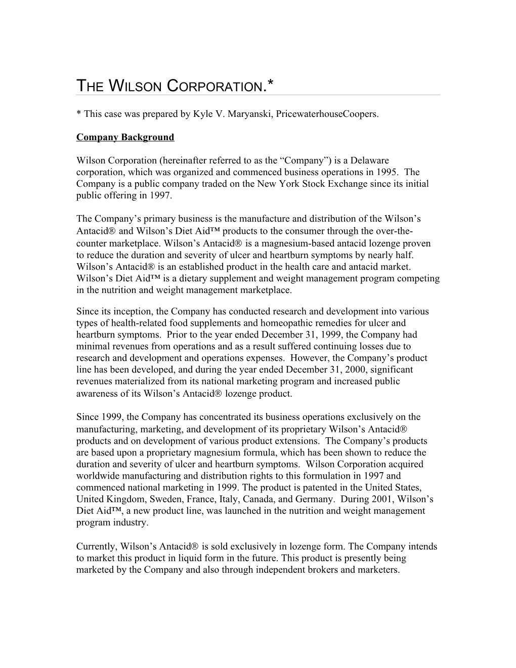 The Wilson Corporation