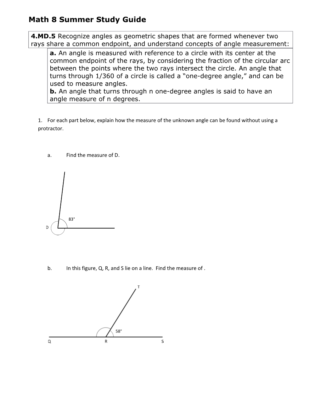 Math 8 Summer Study Guide