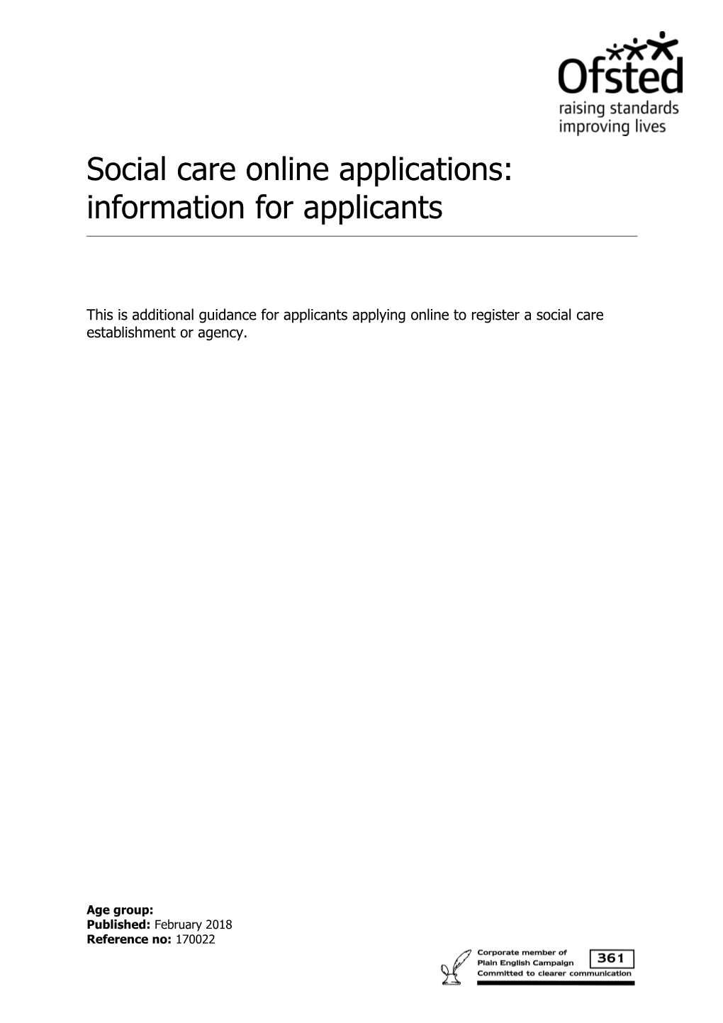 Social Care Online Applications: Information for Applicants