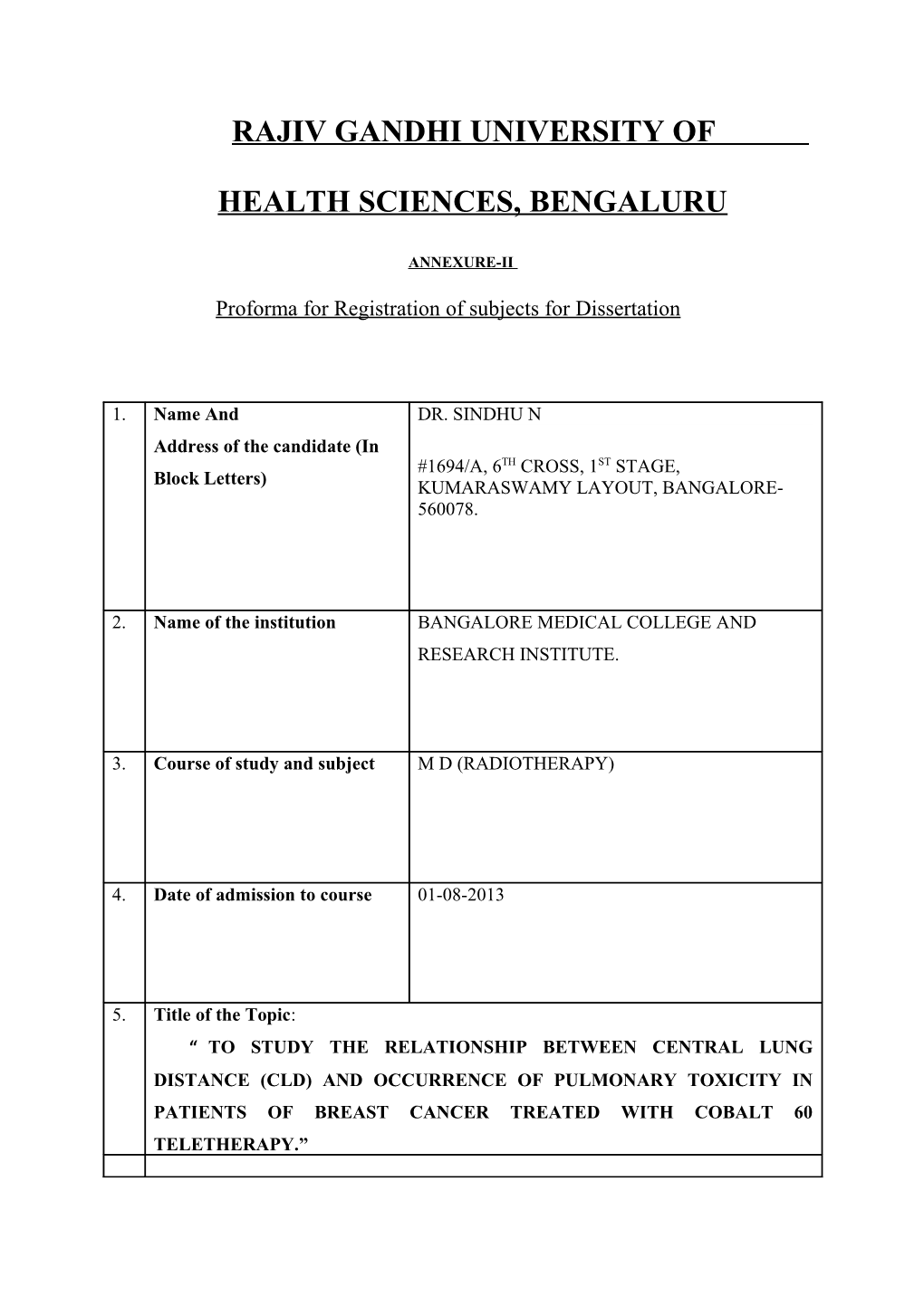 Synopsis for PG DISSERTATION for MD/MS