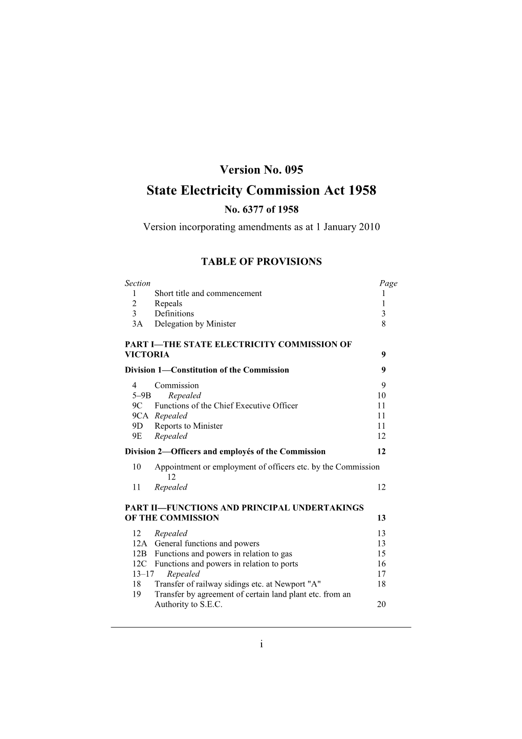 State Electricity Commission Act 1958