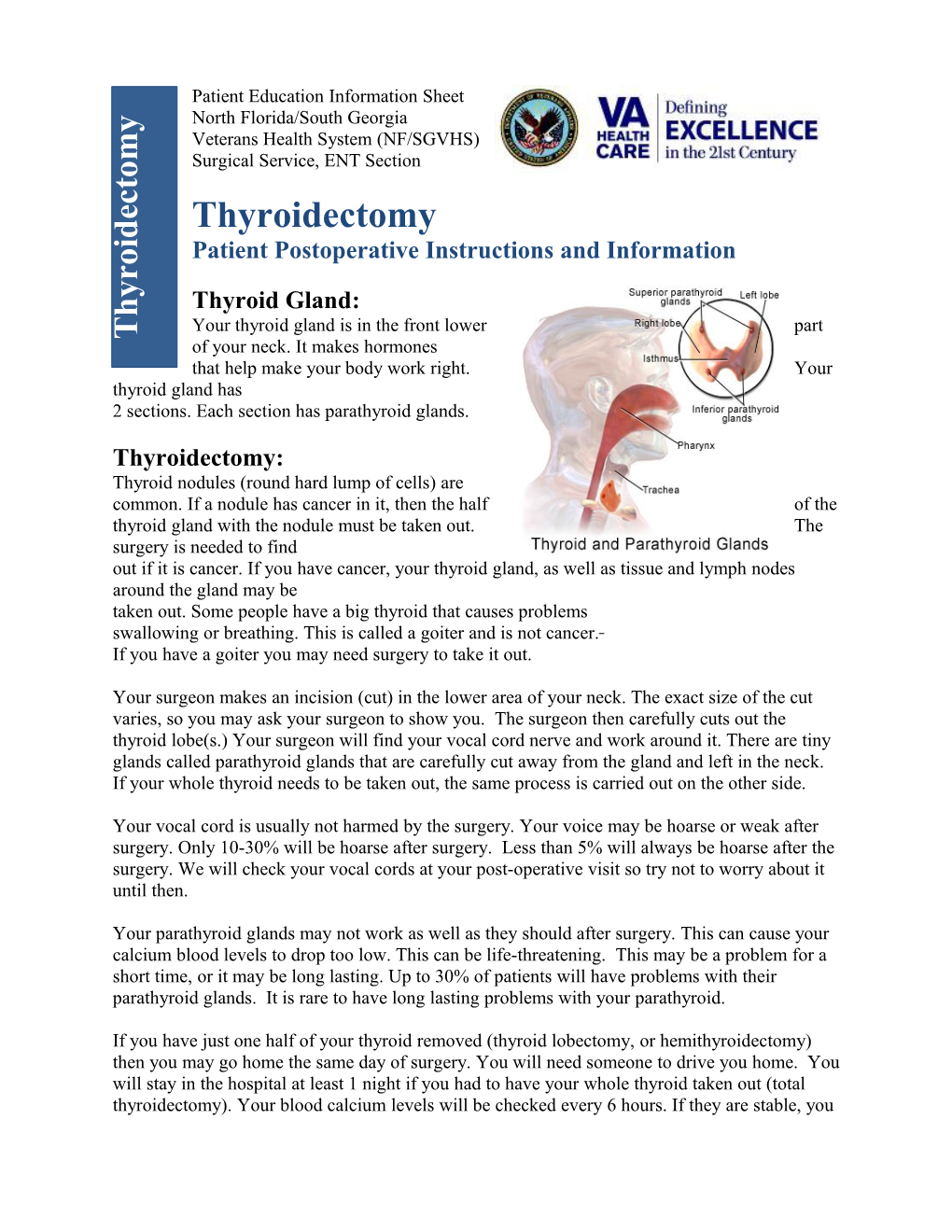 Thyroidectomy: Patient Postoperative Instructions And Information
