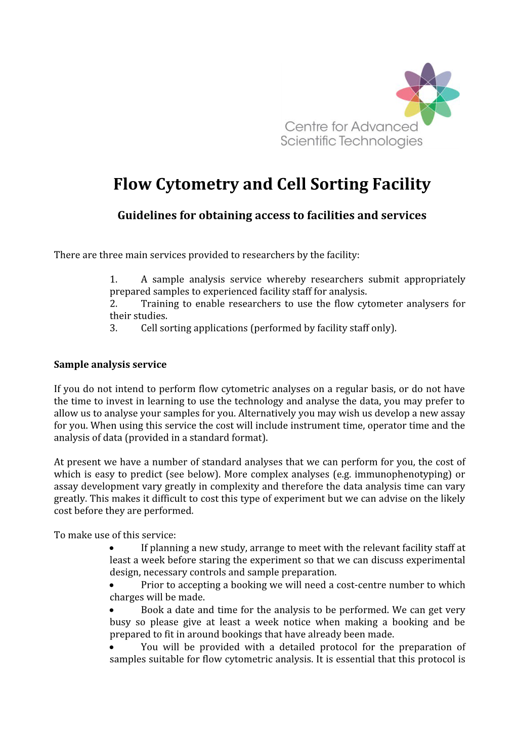Flow Cytometry and Cell Sorting Facility