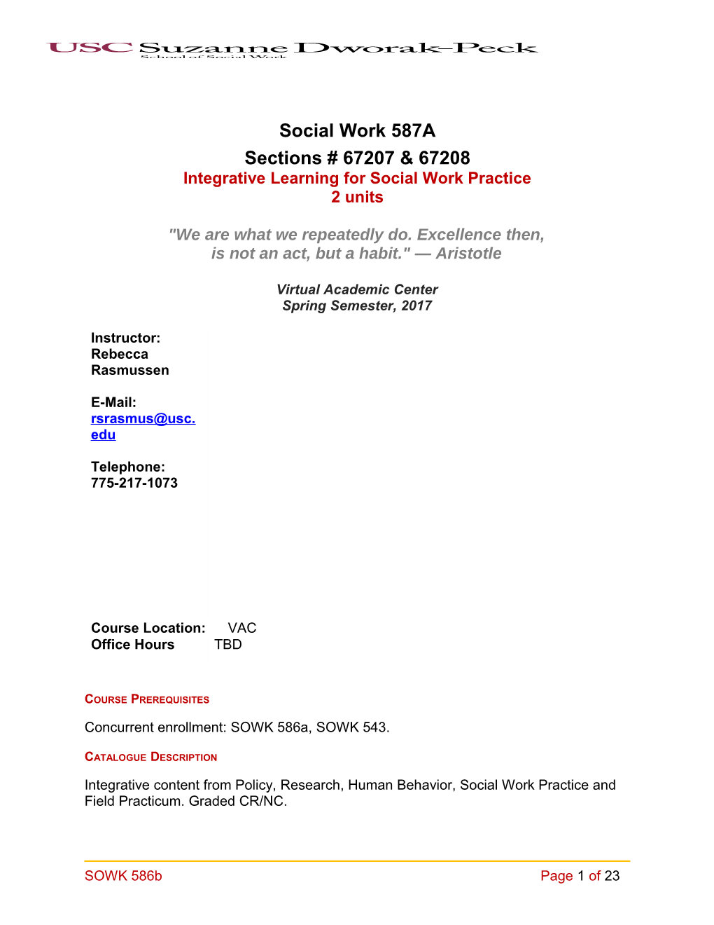 School of Social Work Syllabus Template Guide s8