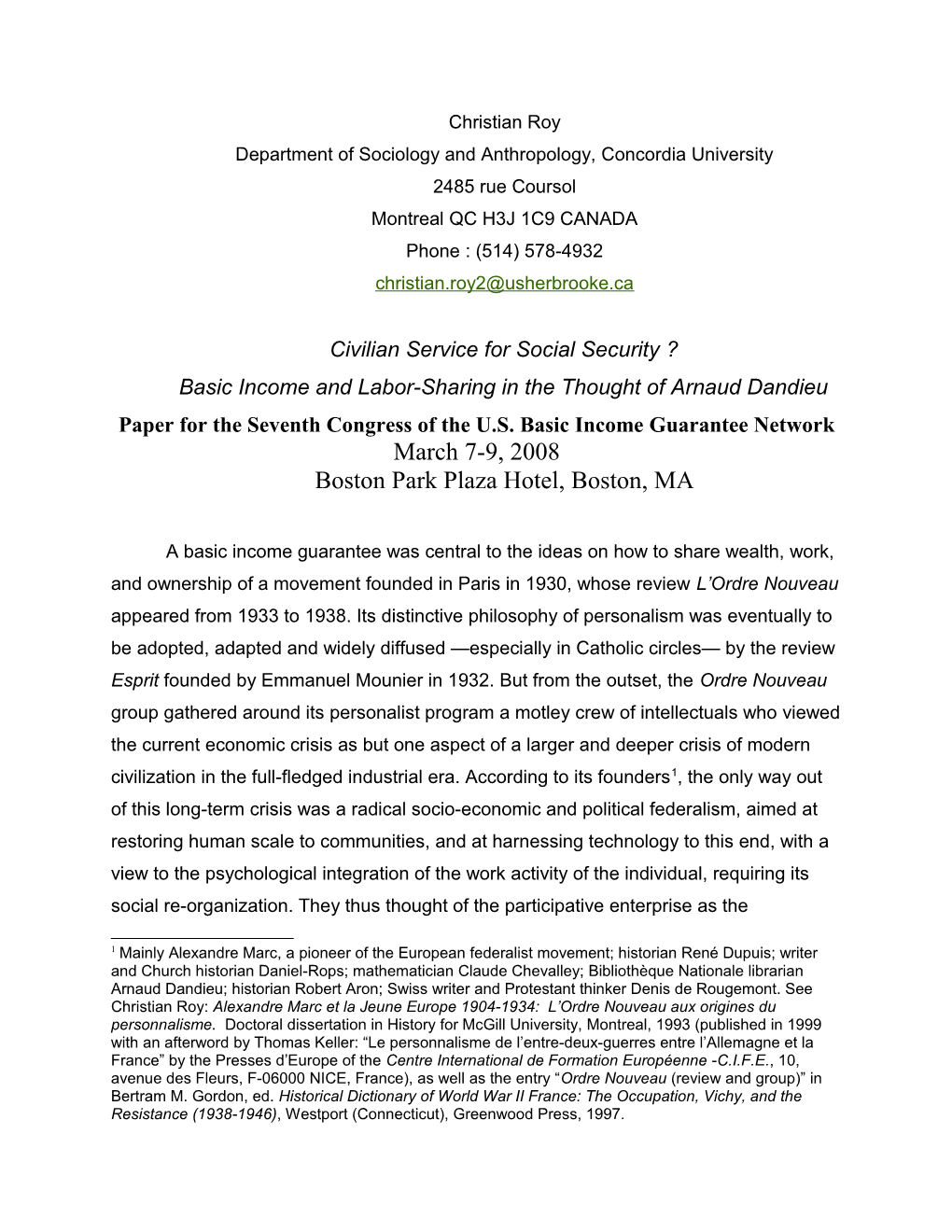 Civilian Service for Social Security