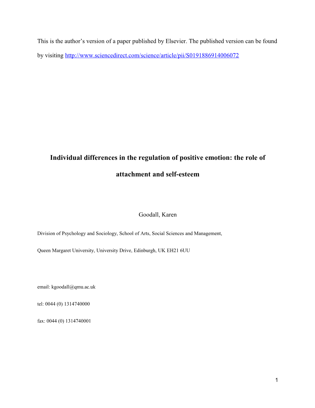Individual Differences in the Regulation of Positive Emotion: the Role of Attachment And