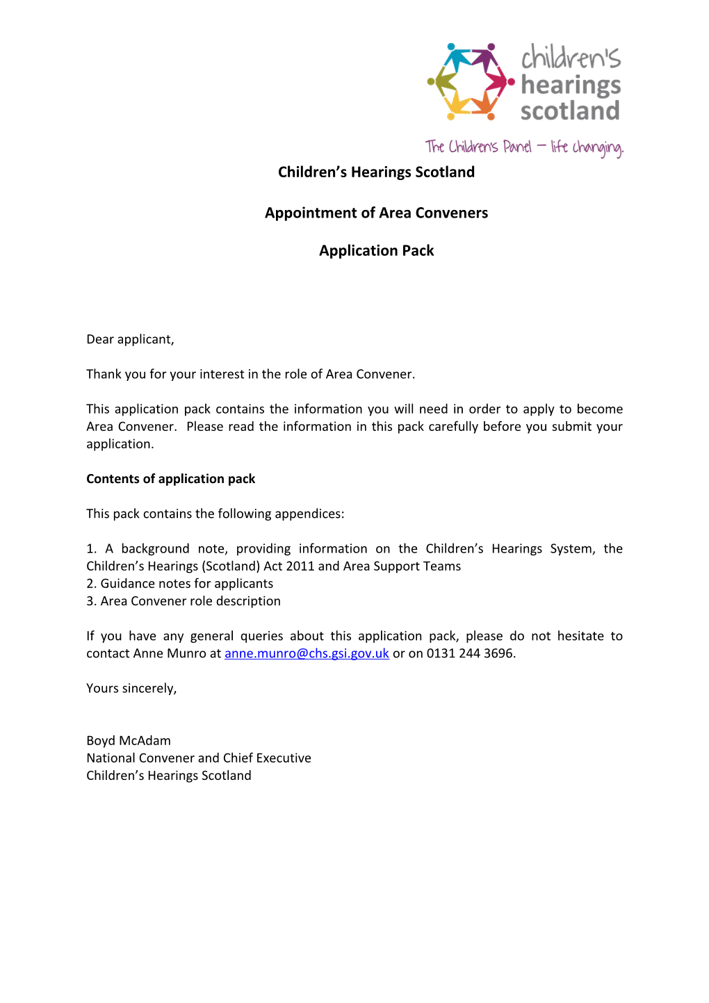 Children S Hearings Scotland Appointment of Area Conveners