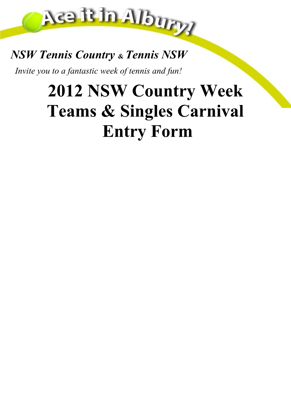 2012 NSW Country Week ENTRY FORM (Fillable)