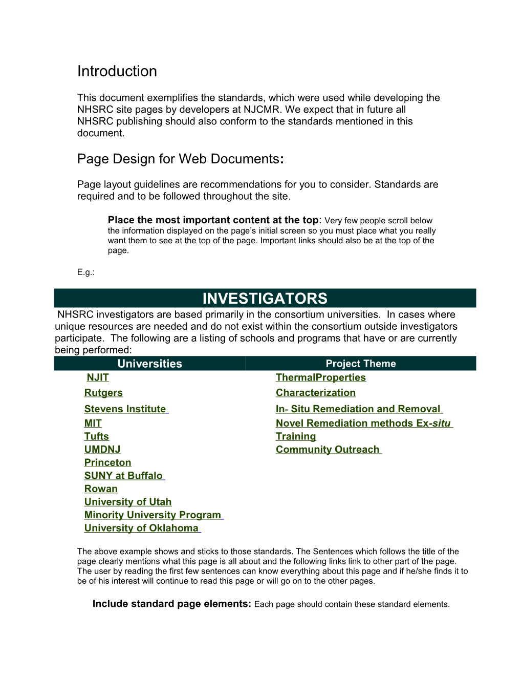 Page Design for Web Documents