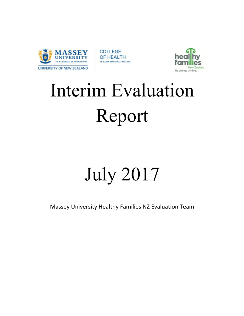 Interim Evaluation Report - Healthy Families NZ