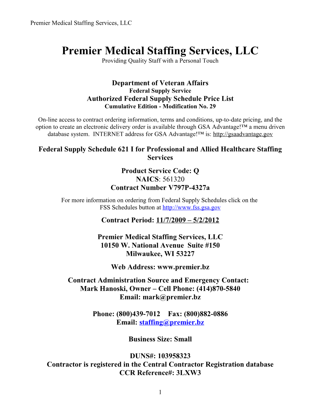Premier Medical Staffing Services