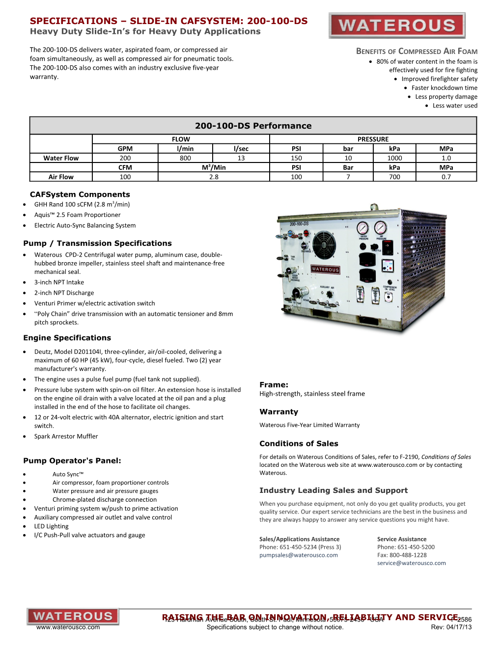 Specifications Subject to Change Without Notice. Rev: 04/17/13