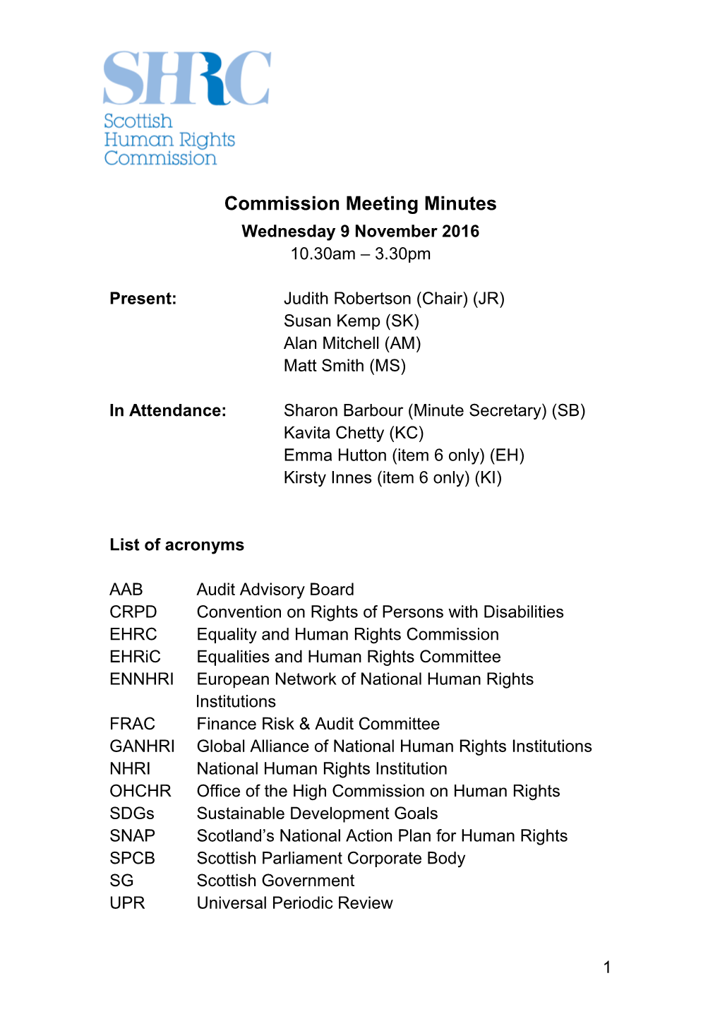 Commission Meeting Minutes
