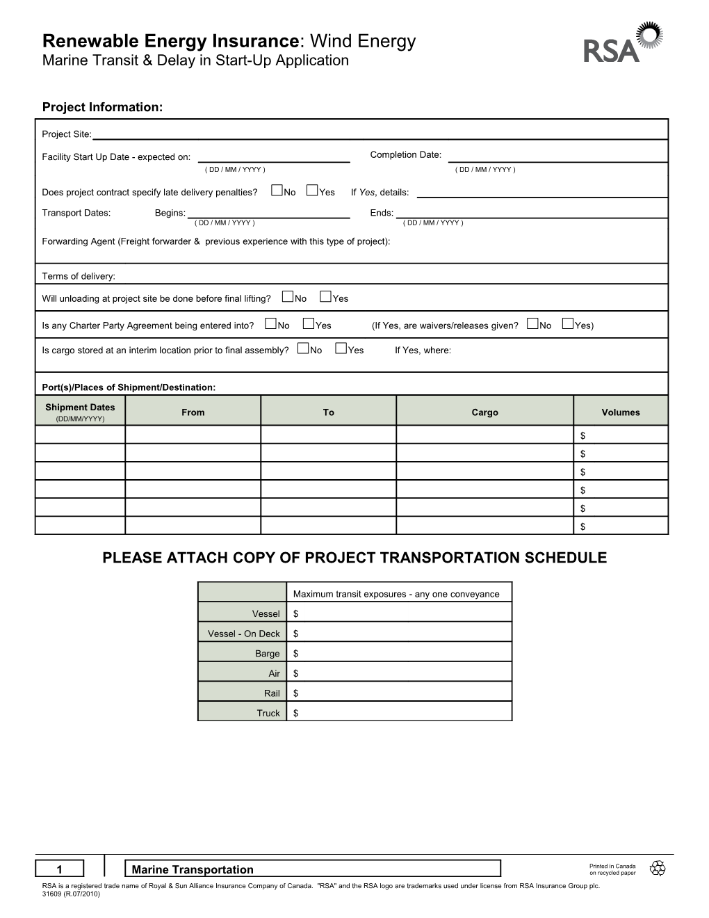 Marine Transit & Delay in Start-Up Application