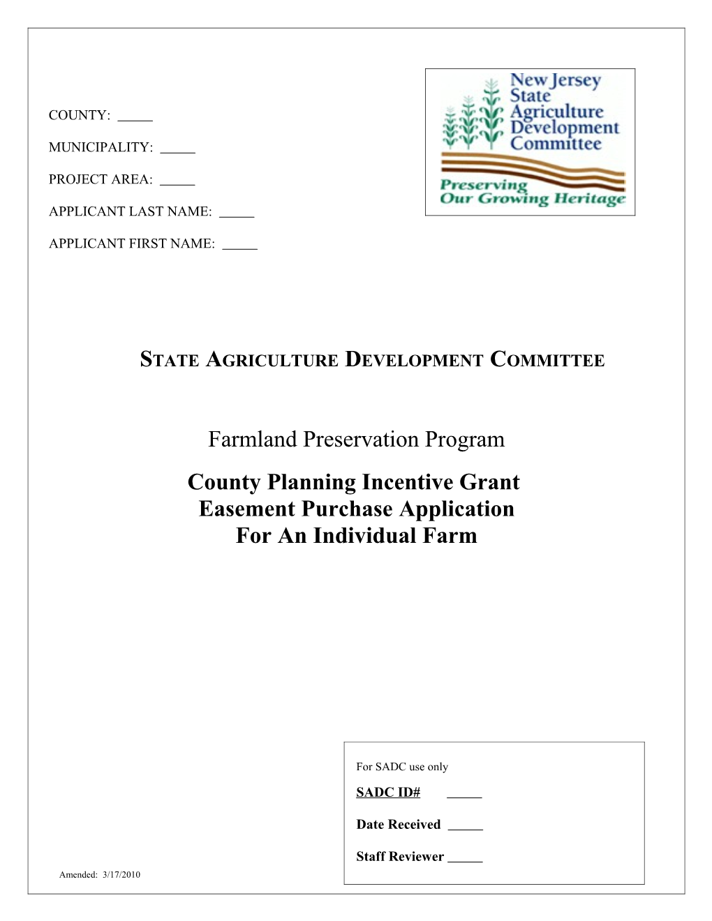 State Agriculture Development Committee