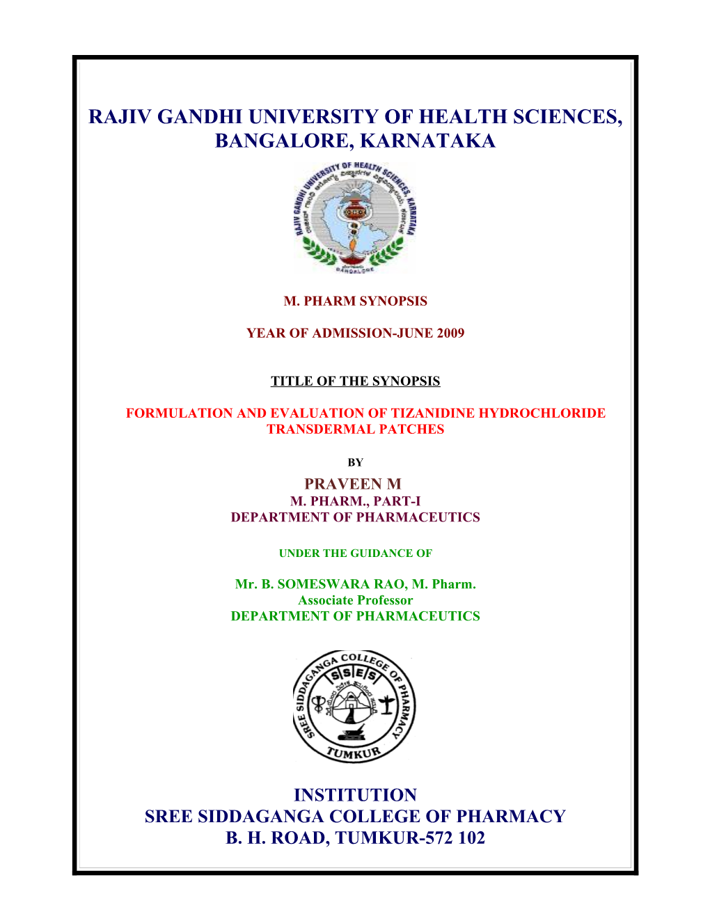 Rajiv Gandhi University of Health Sciences, Karnataka s69
