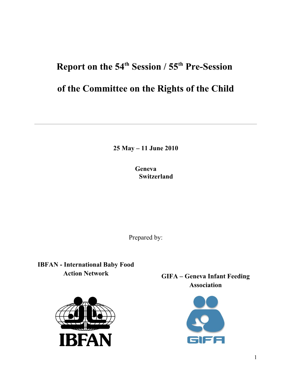 Report on the 52Nd Session / 53Rd Pre-Session of The