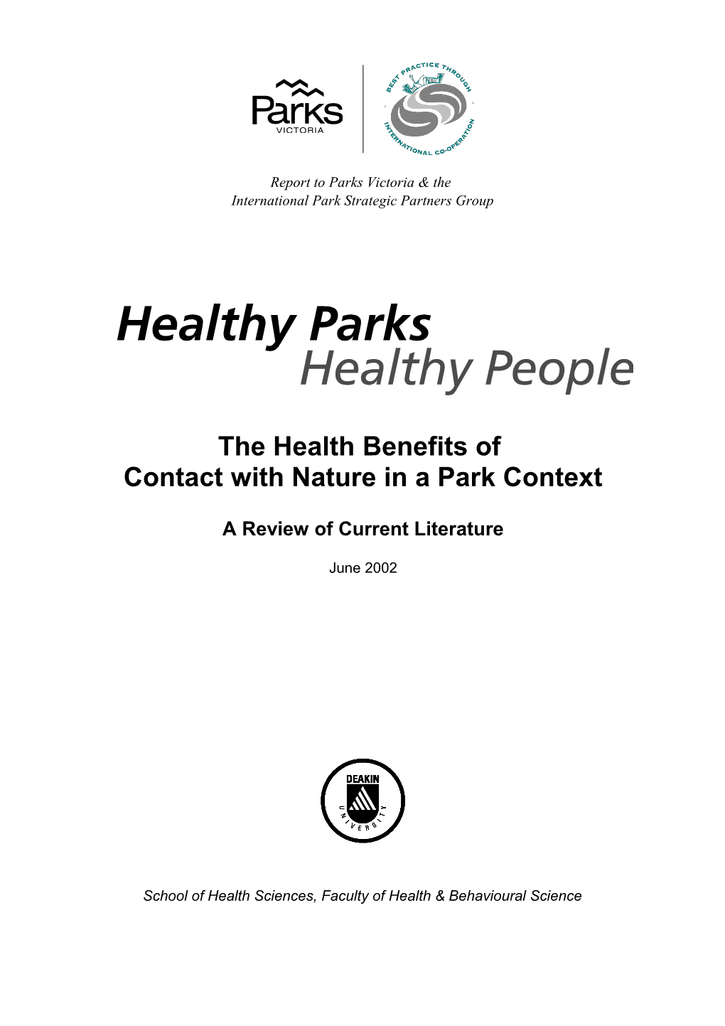 Report To Parks Victoria & The International Strategic Partners Group