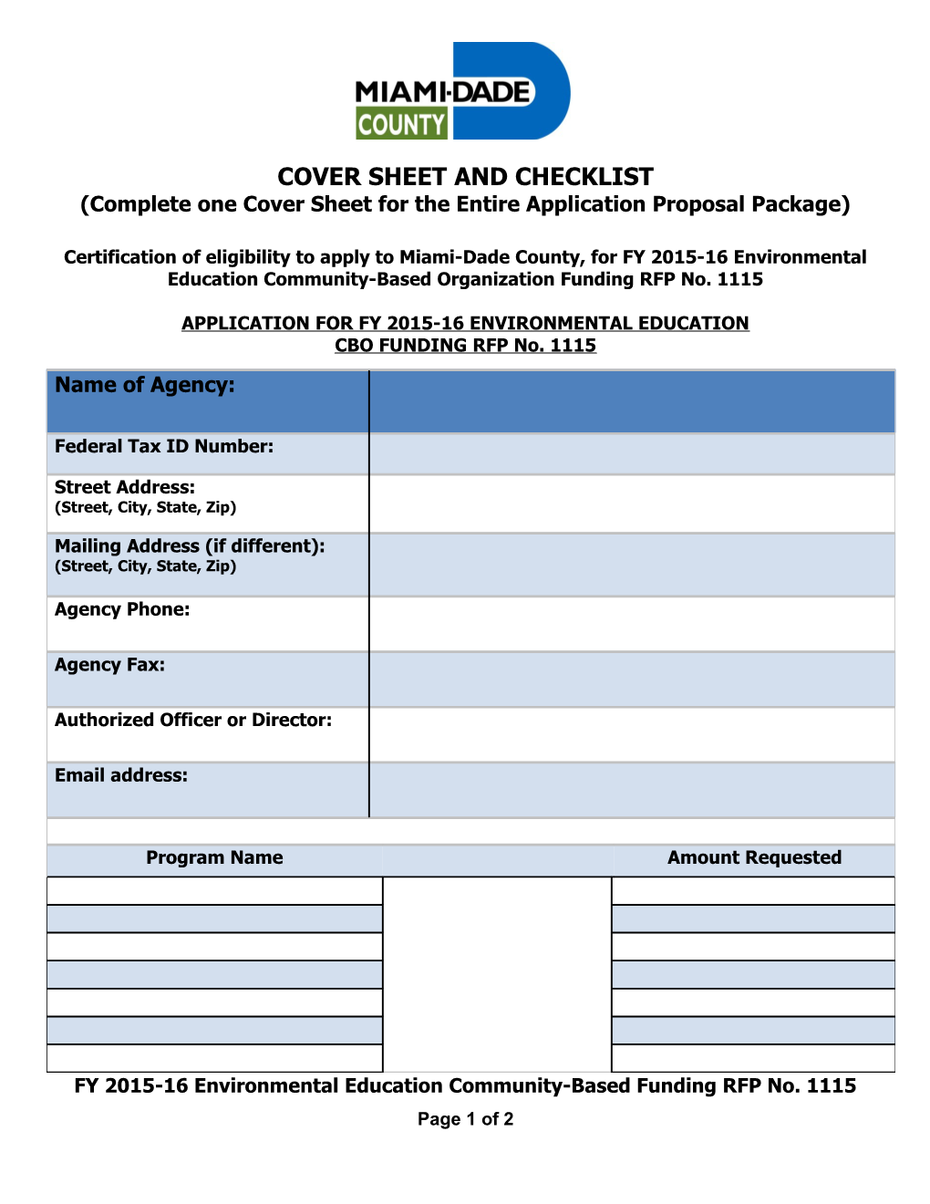 Cover Sheet and Checklist s1