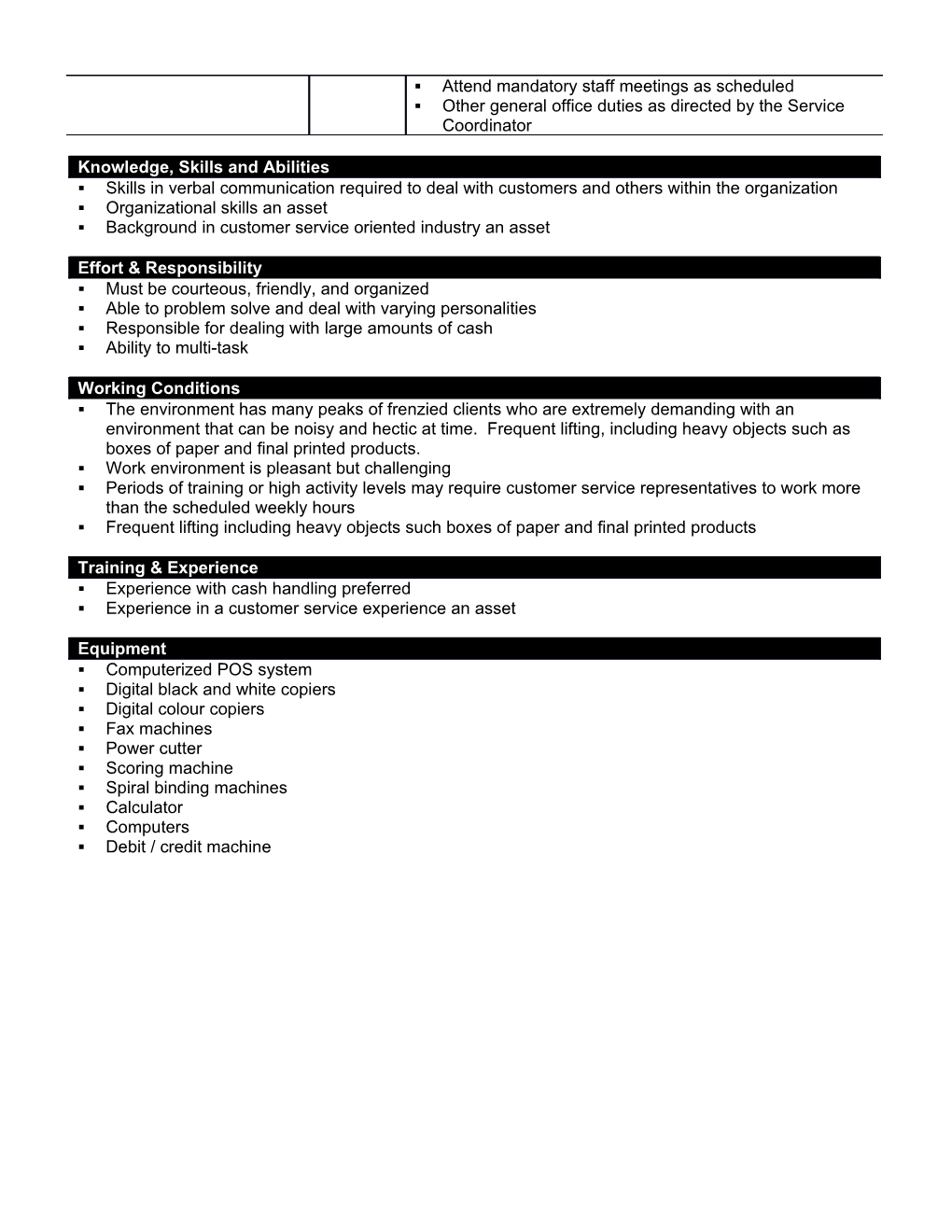 Underground Media & Design Customer Service Representative Job Description