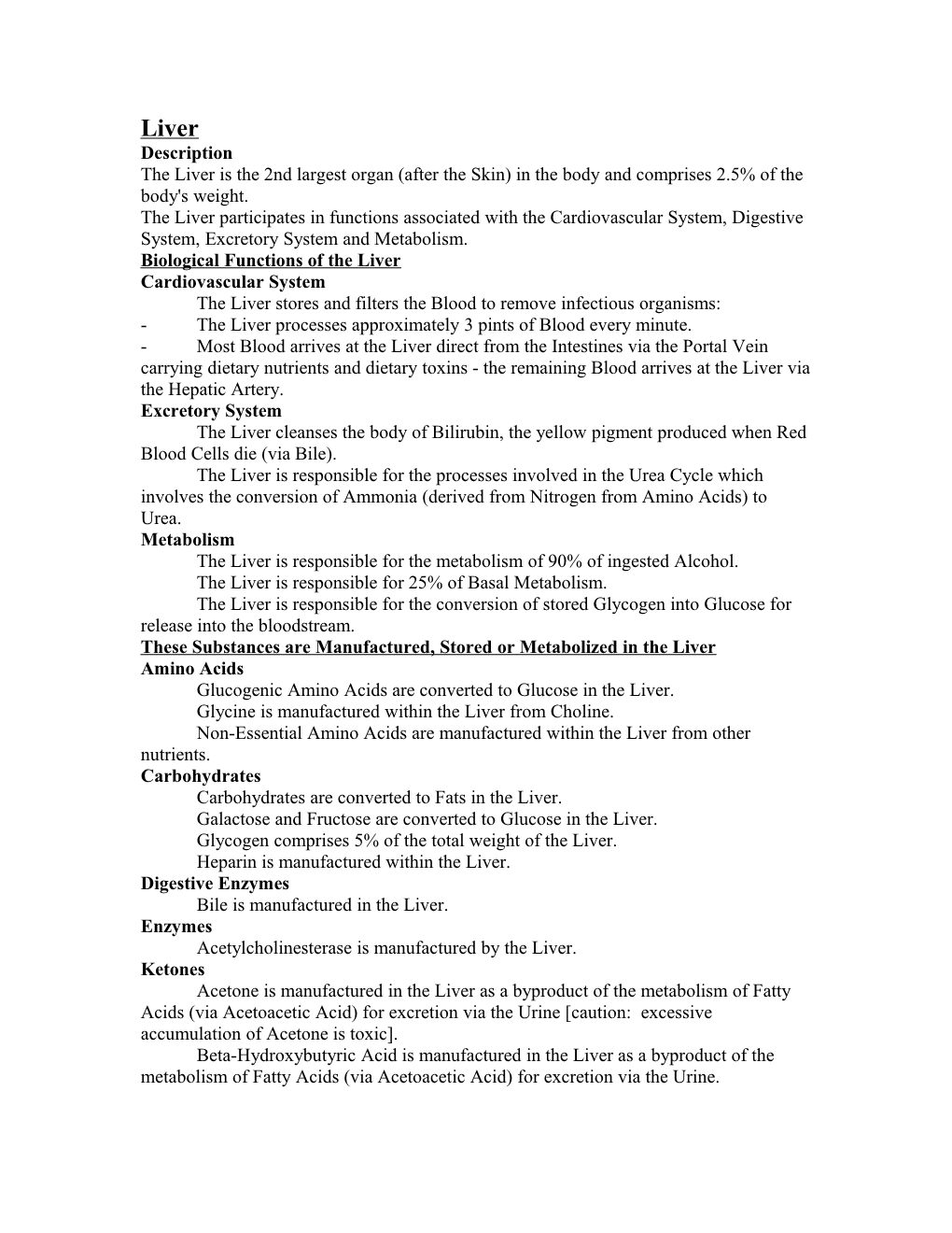 Biological Functions of the Liver