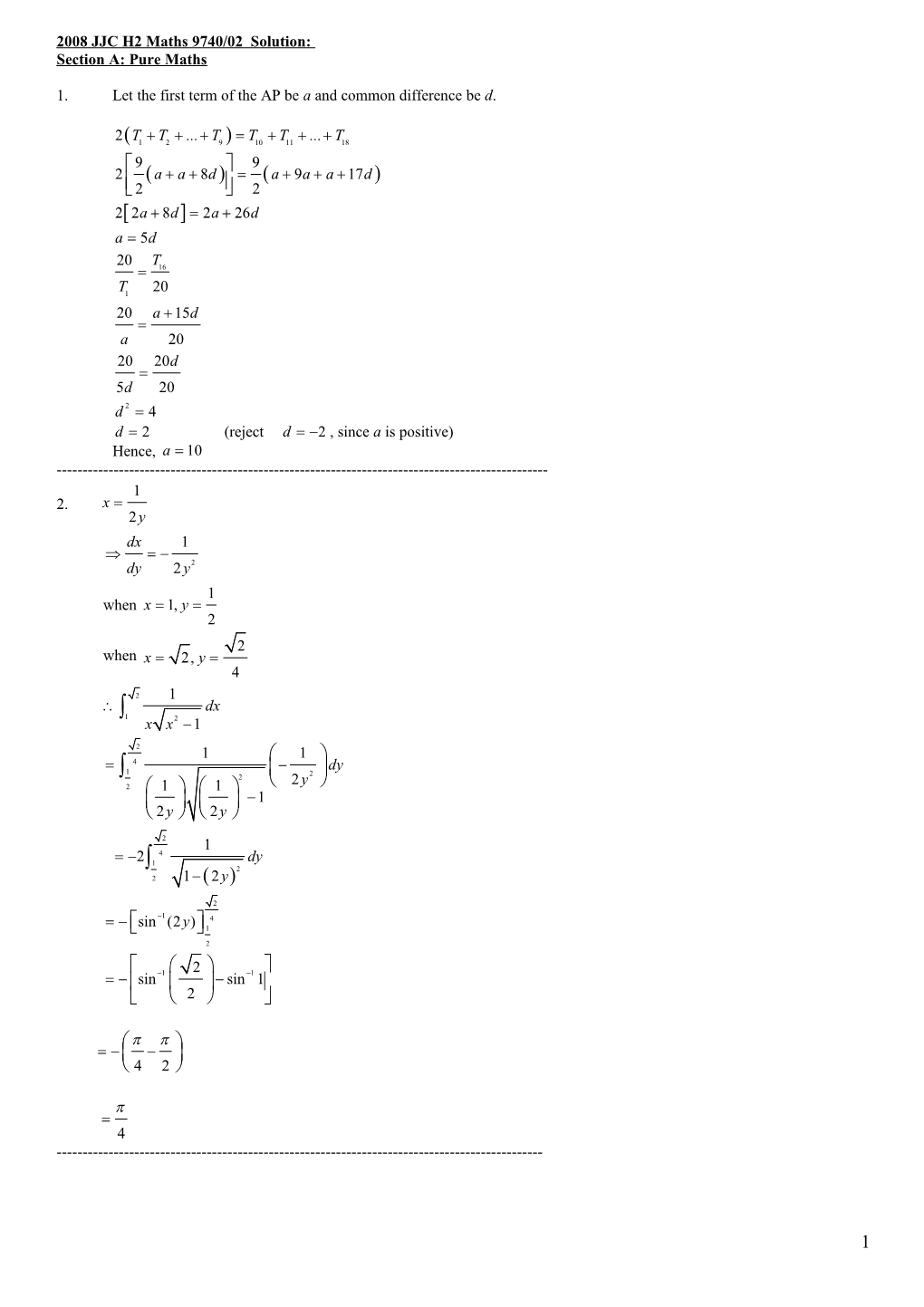 2008 JJC H2 Maths Paper 2
