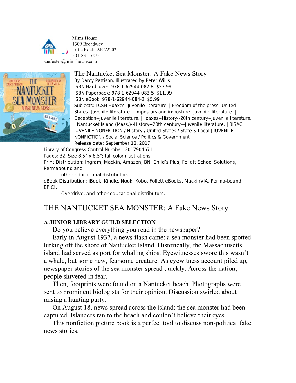 The Nantucket Sea Monster: a Fake News Story