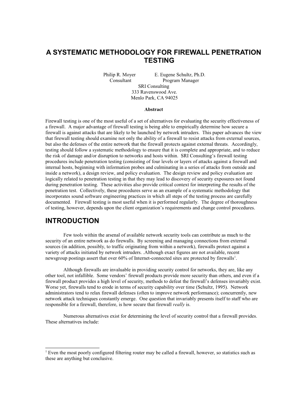 A Systematic Methodology For Firewall Penetration Testing