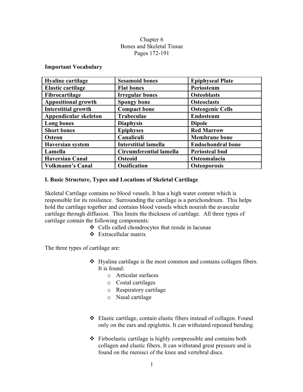 Bones and Skeletal Tissue