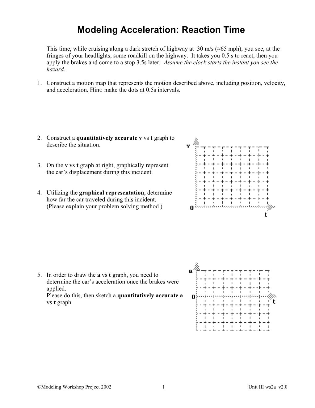 Modeling Acceleration: Reaction Time