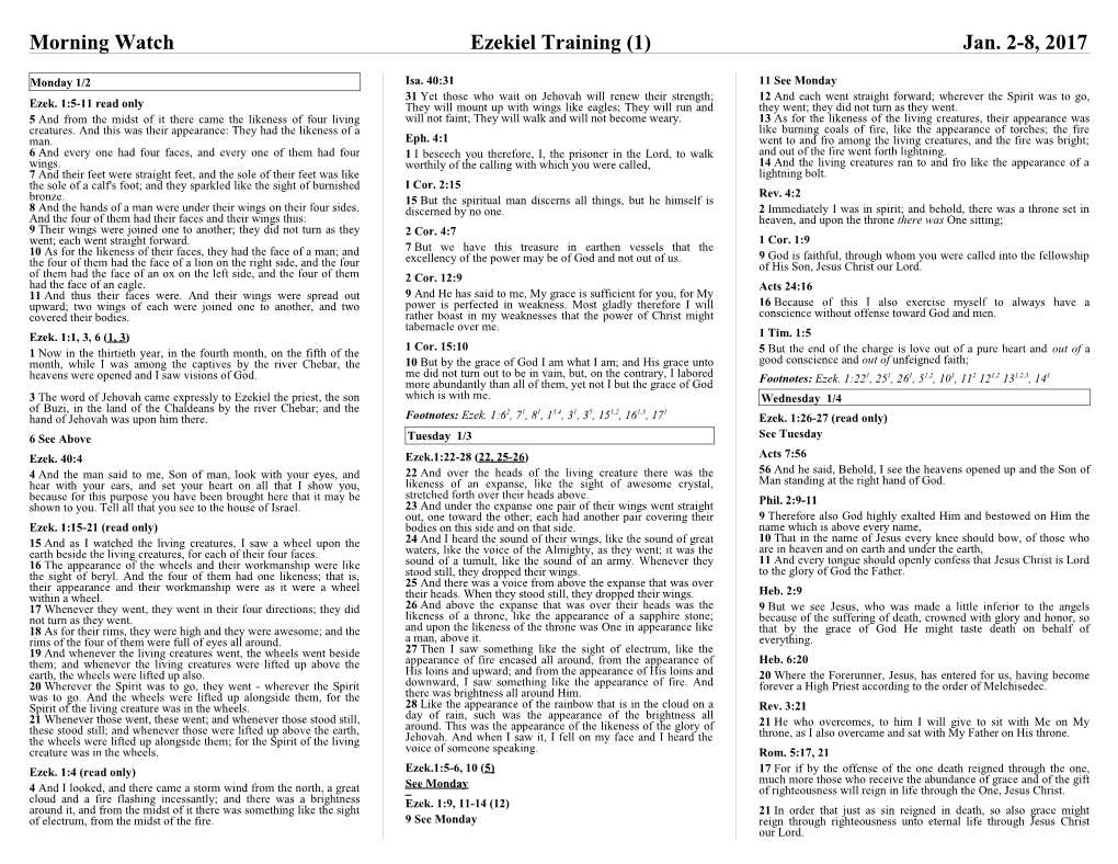 Morning Watch Ezekiel Training (1) Jan. 2-8, 2017
