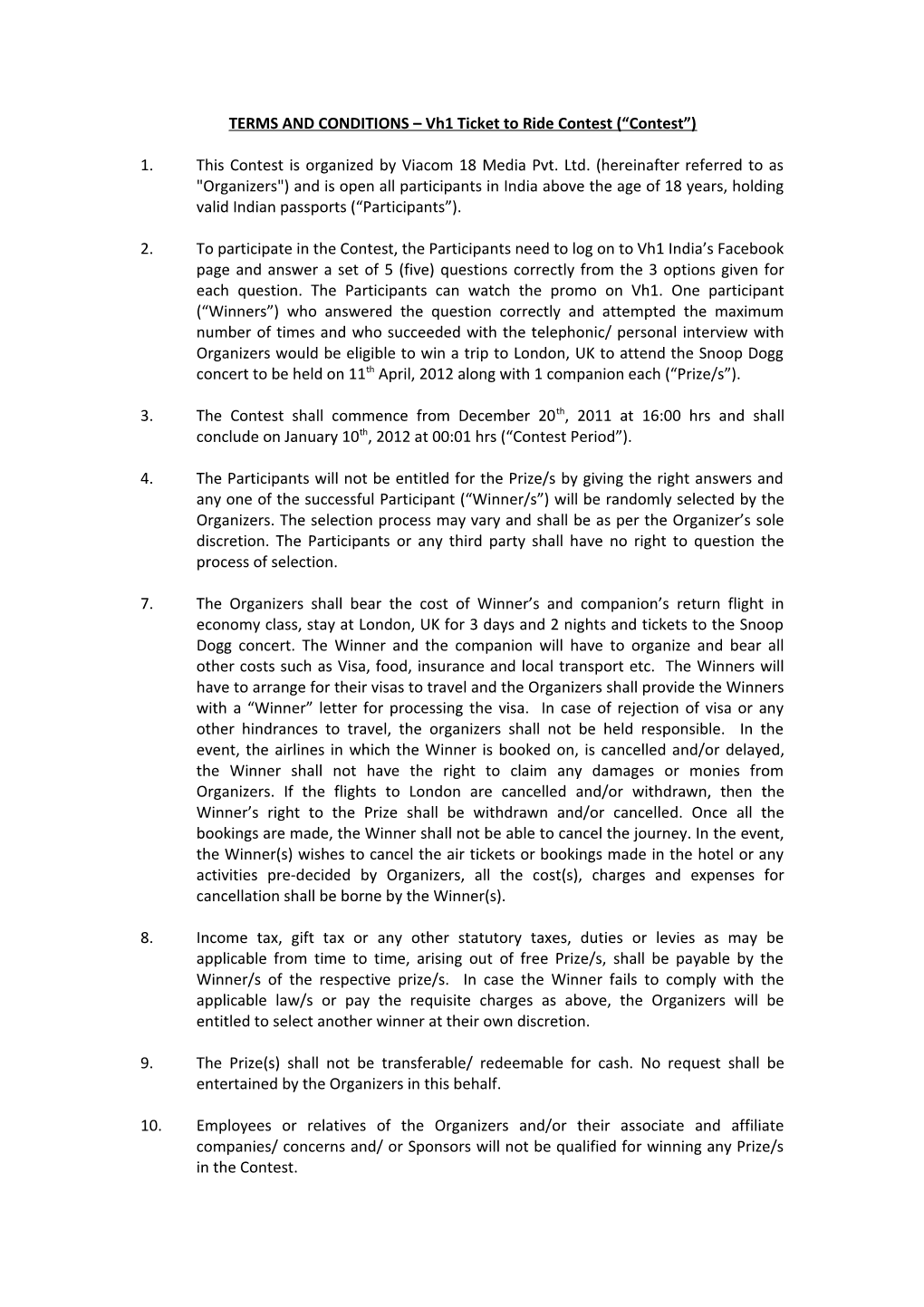 Terms and Conditions s19