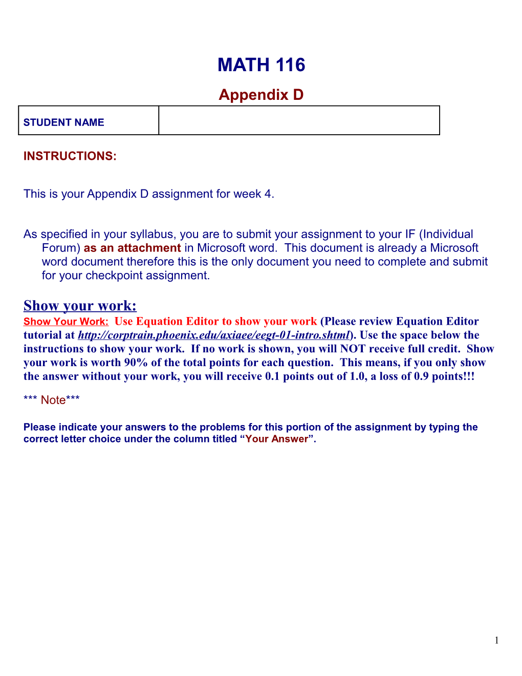 This Is Your Appendix D Assignment for Week 4